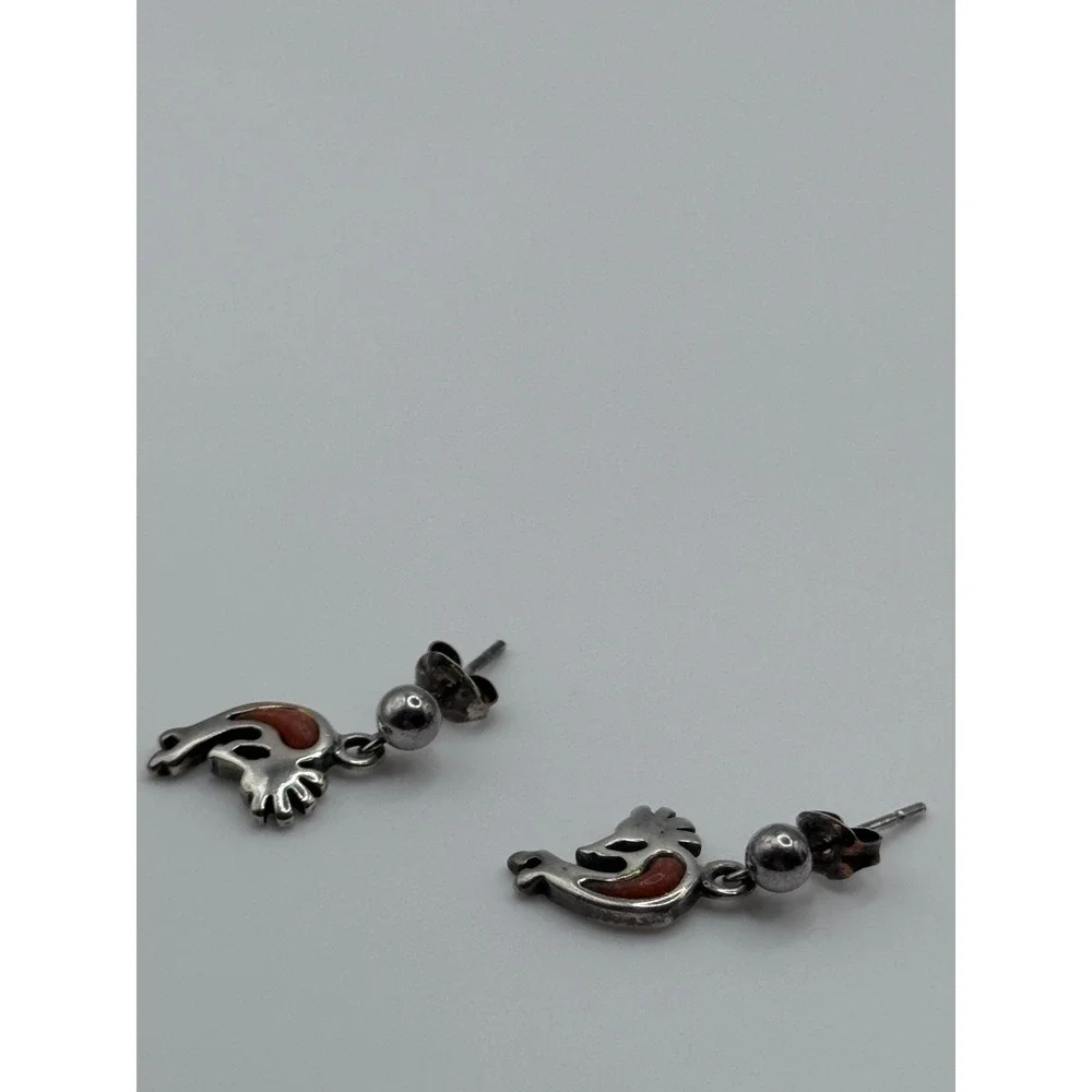 Small Shubes Dakota West Sterling Silver Kokopelli Earrings Southwestern